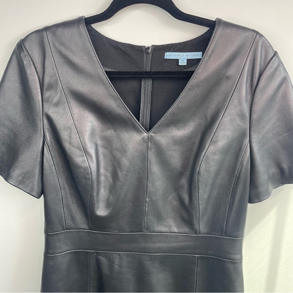 Antonio Melani Black Leather Dress Size 12 - Picture 6 of 9